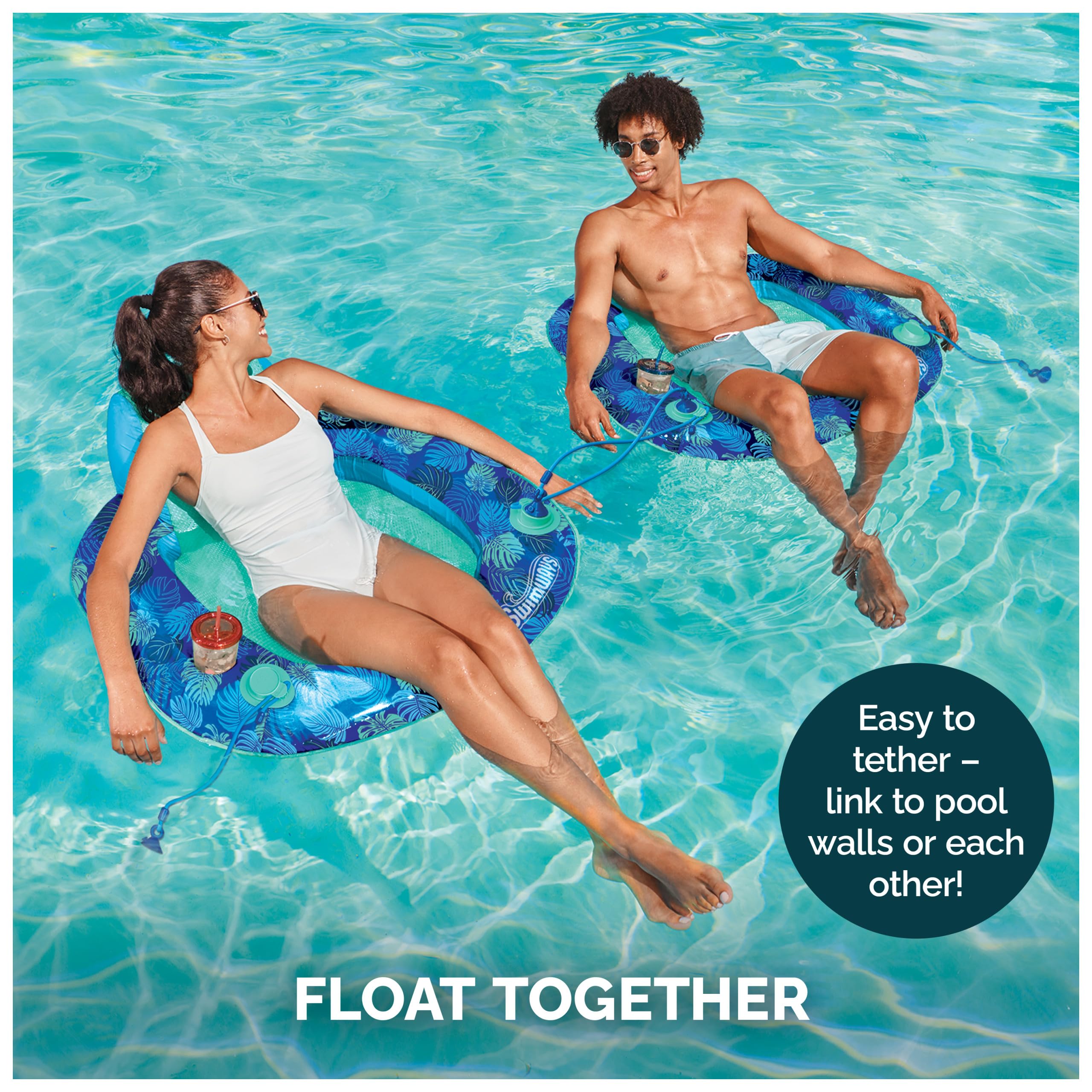 Swimways Elite Spring Float Sunseat Pool Lounger, Inflatable Pool Floats Adult with Fast Inflation, Pool Lounge Chair for Adults up to 113.4 kg