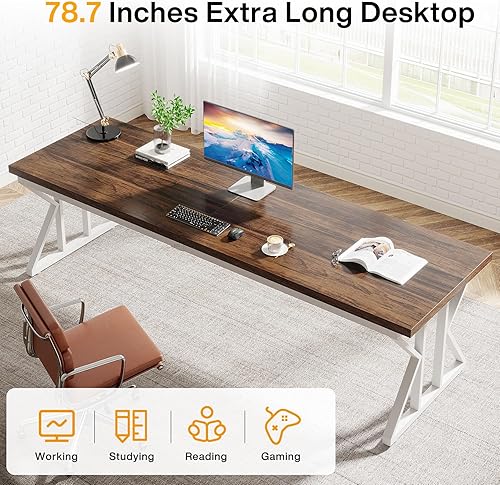 Miniatura 5 de Tribesigns Escritorio para computadora de 78.7 pulgadas de largo, escritorio para dos personas, escritorio grande de oficina ejecutiva, escritorio