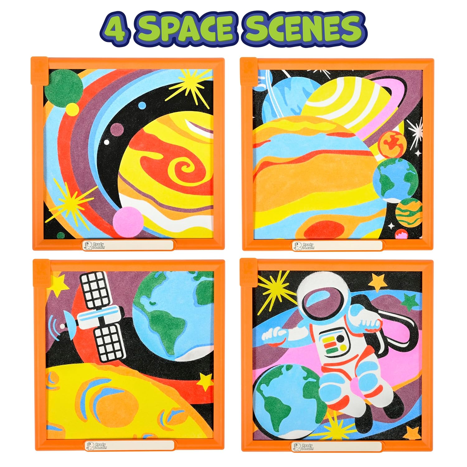 Ready 2 Learn Sand Art Painting - Space - 4 Outer Space Sand Art Pictures - 10 Colors - Sand Art Kits for Kids Ages 4-8