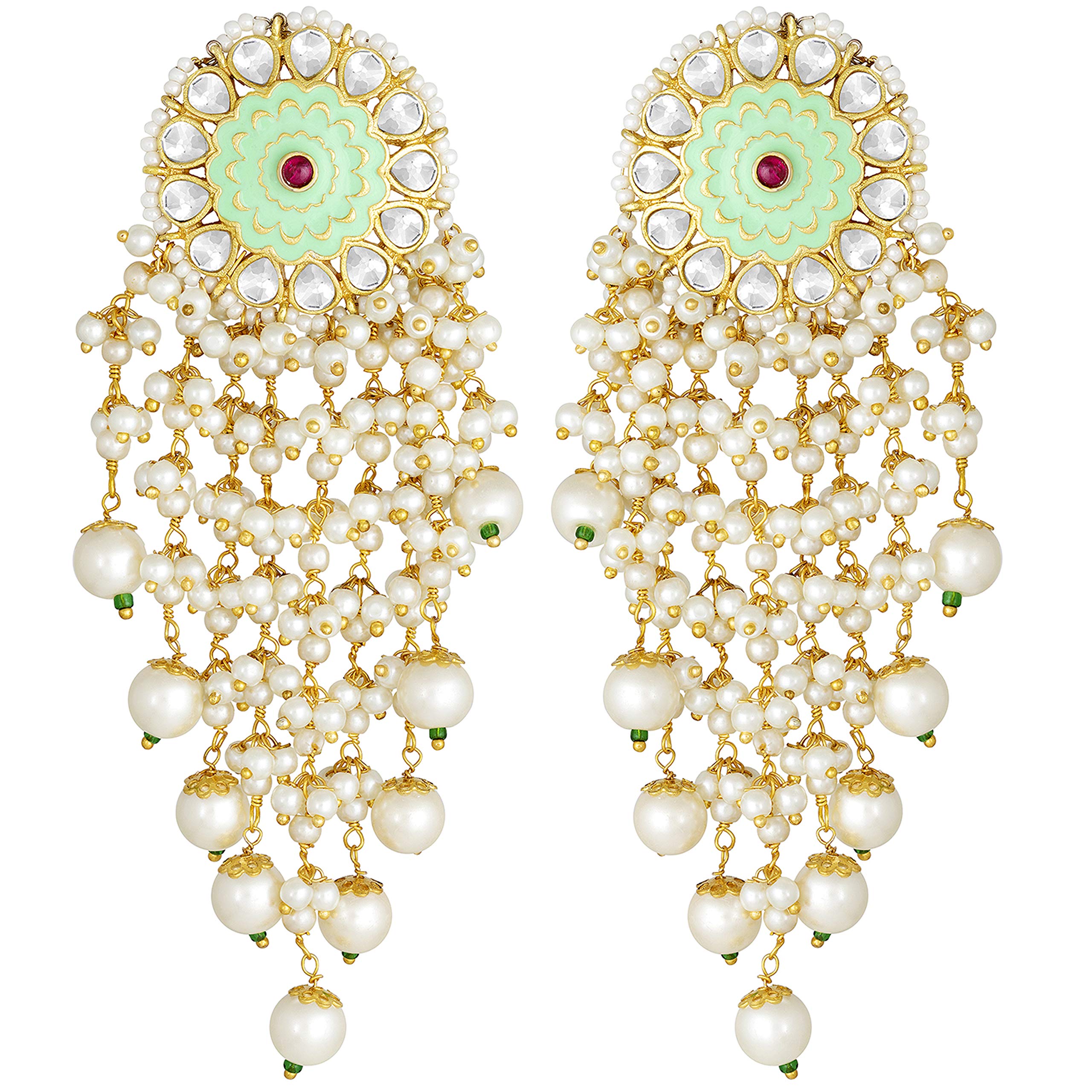 Peora Enamel Gold Plated Pearl Tassel Long Earrings for Women (B081HDF2ZJ) Amazon Price History, Amazon Price Tracker