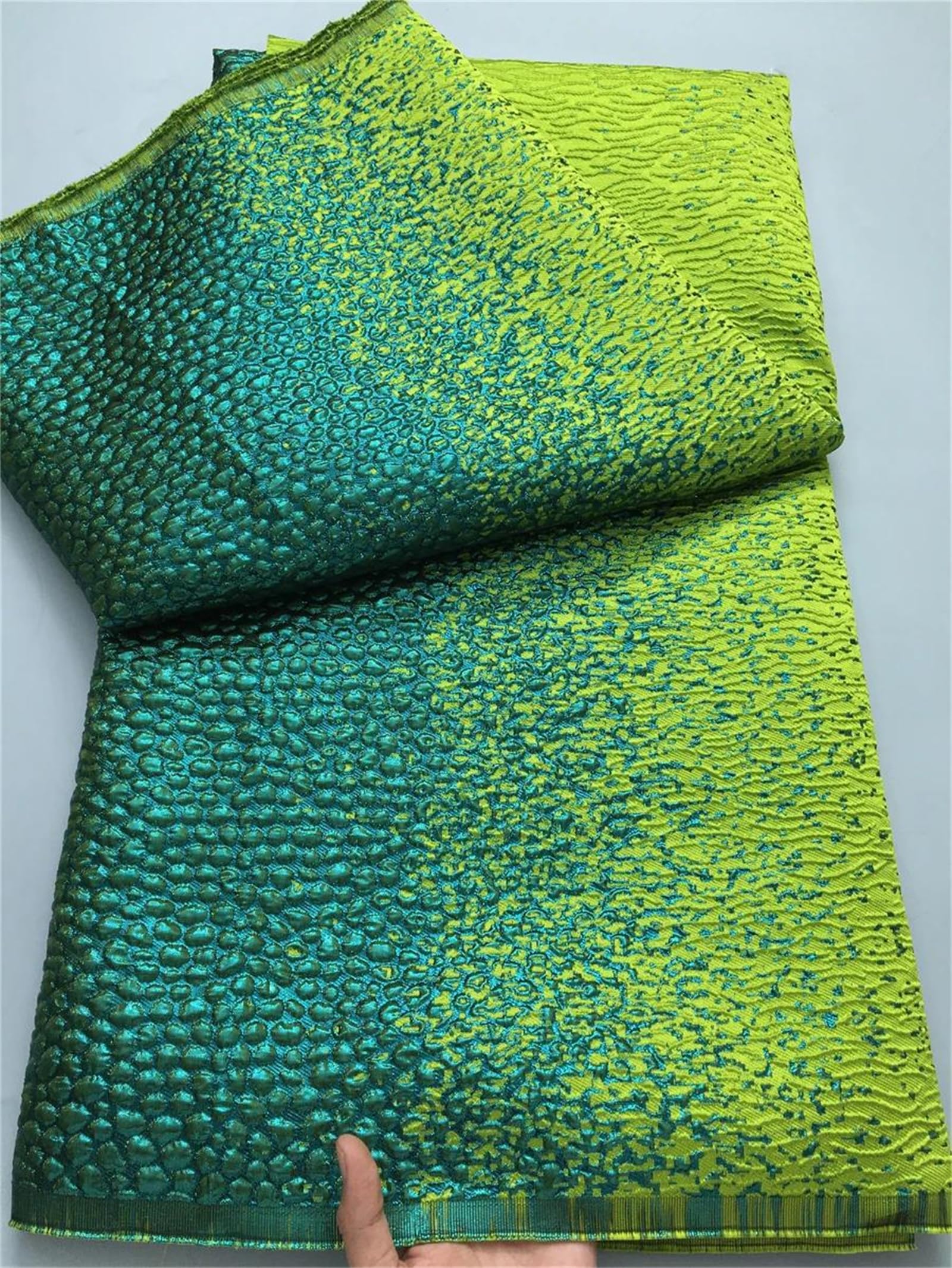 Tkanina organza, 5 jardów wielokolorowej, teksturowanej tkaniny ślubnej z organzy poliestrowej z brokatem i koronką, 120 cm(3 Brocade Lace)