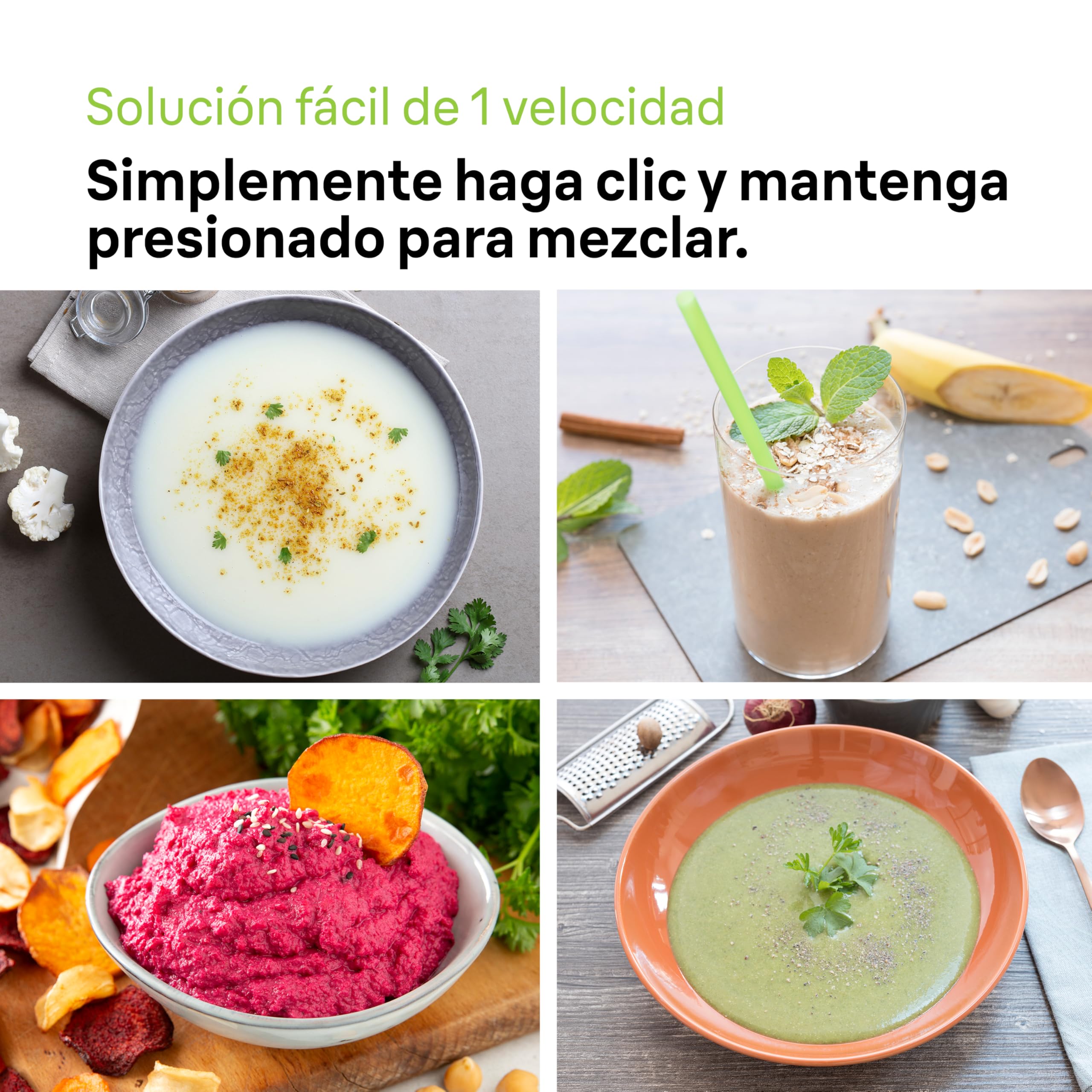 Braun Minipimer MultiQuick 1 - Batidora de mano ligera para sopas, batidos y papillas para bebé, 1 velocidad, vaso medidor 600 ml, 450W, blanco (MQ10.001MWH)