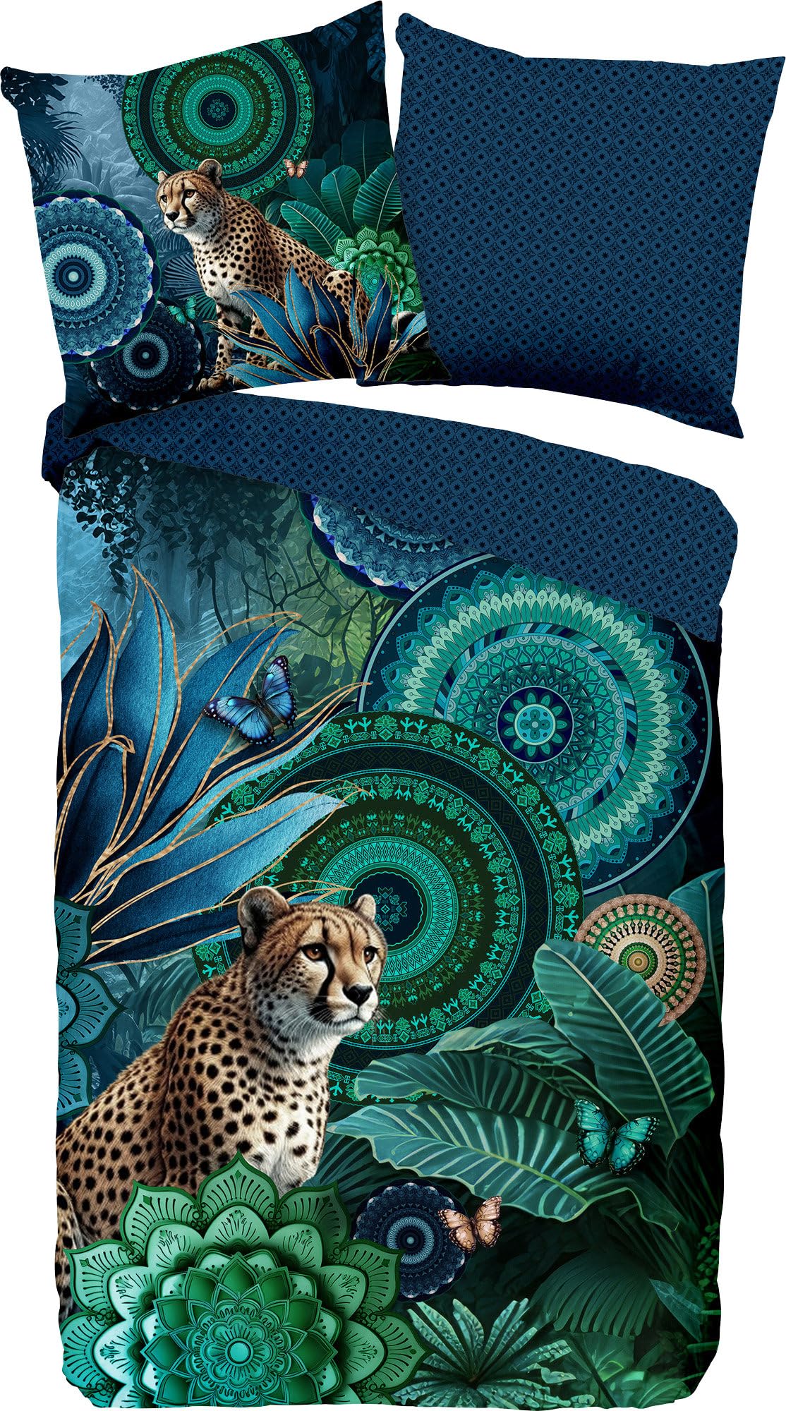 Hip Nyah Reversible Bed Linen Satin Petrol Size 1 x 155 x 220 cm + 1 x 80 x 80 cm