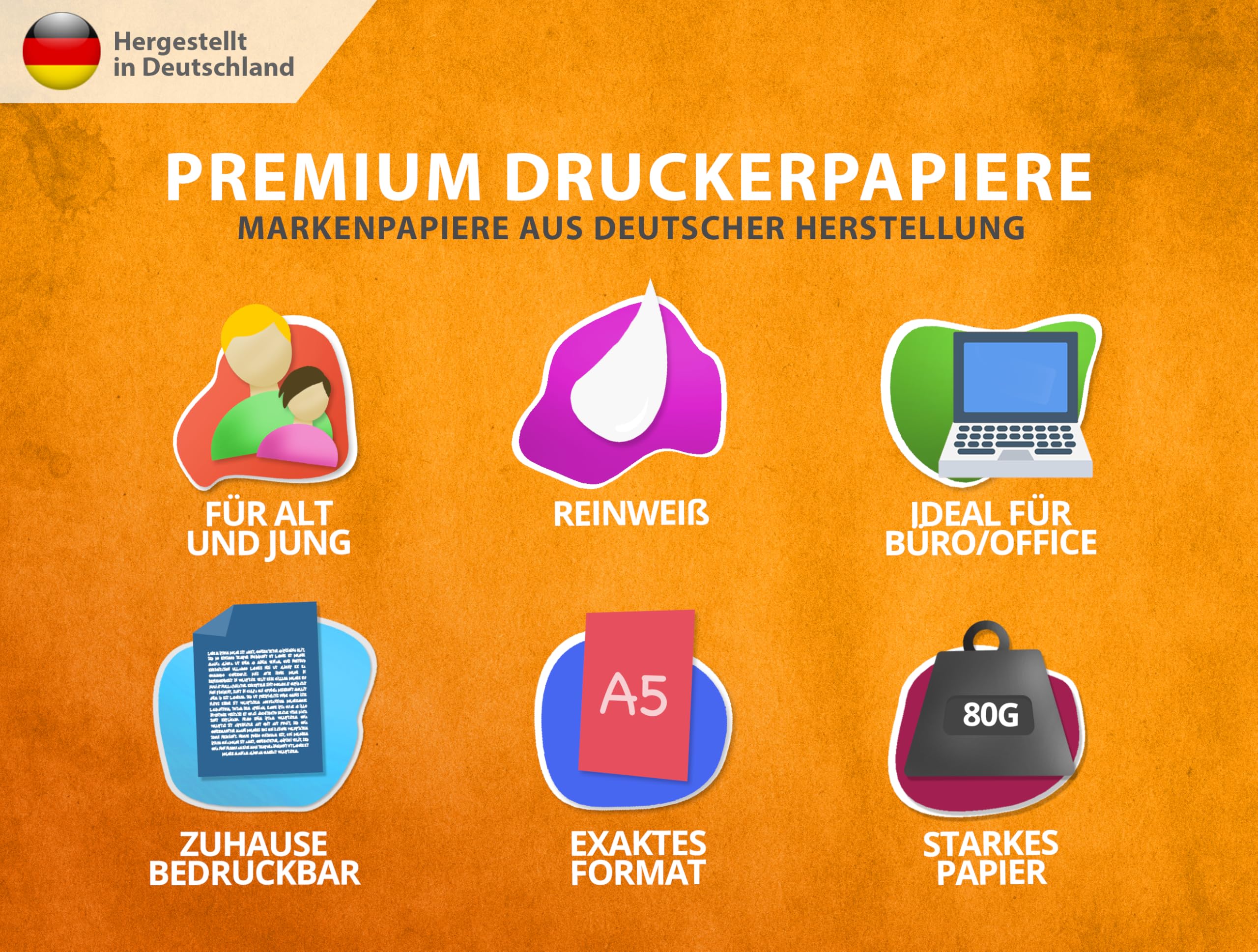 Papier do drukarek 80 g biały – DIN A5-500 arkuszy 14,8 x 21 cm – papier premium czysta biel – papier do kopiowania, drukarka laserowa i atramentowa do uniwersyteckiego, idealny do biura i