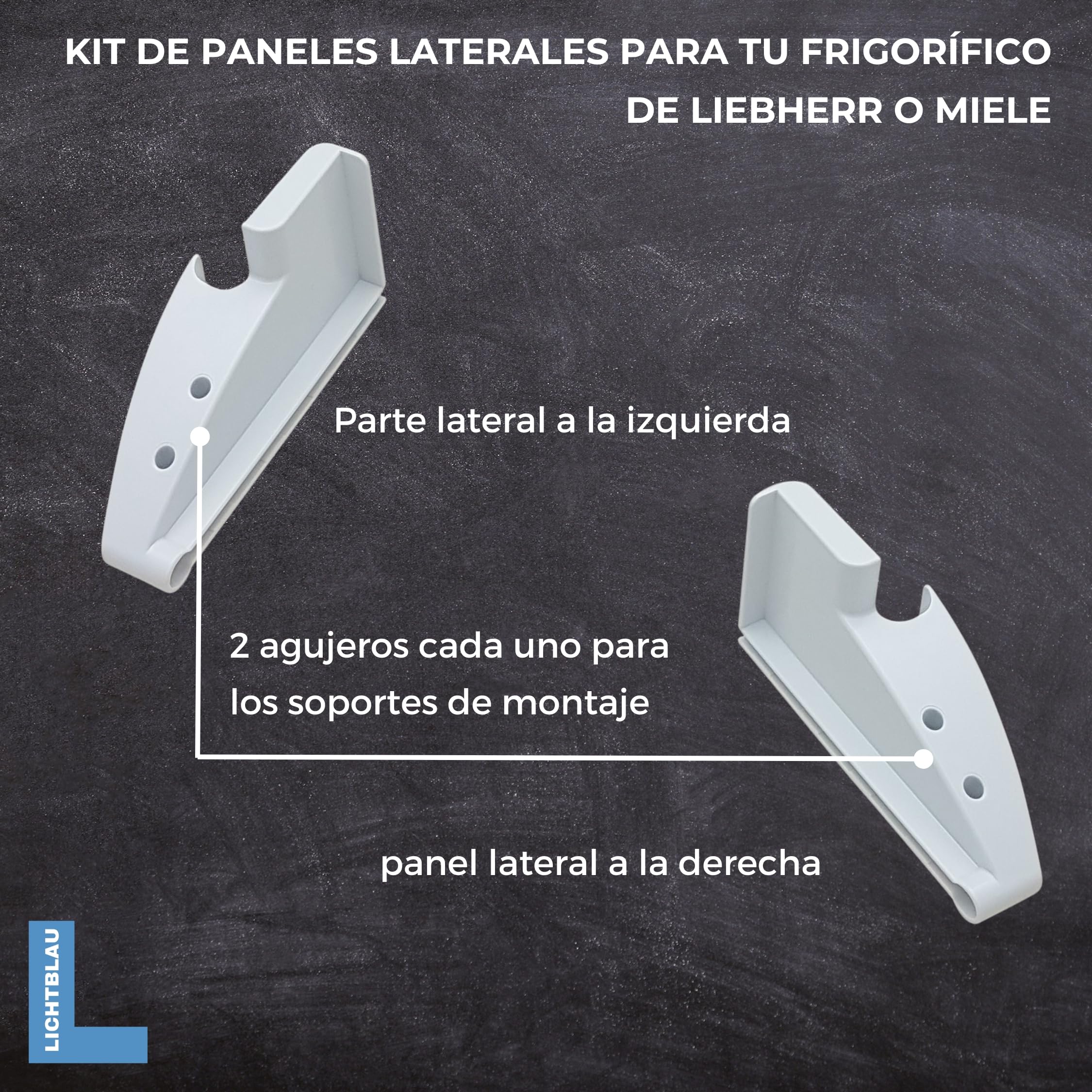 Lichtblau Juego de paneles laterales portabotellas 38 mm derecho 7433698 + izquierdo 7436004 I Liebherr recambios frigoríficos para accesorios portabotellas 7426772 7426774 7426776 7426778