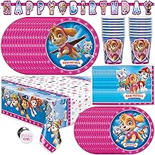Pink Skye Paw Patrol Party Supplies and Decorations for Girls Birthday Party, Features Skye and Everest, Serves 16 Guests, Includes Tableware and Decor with Table Cover, Banner, Plates, Napkins &amp; More
