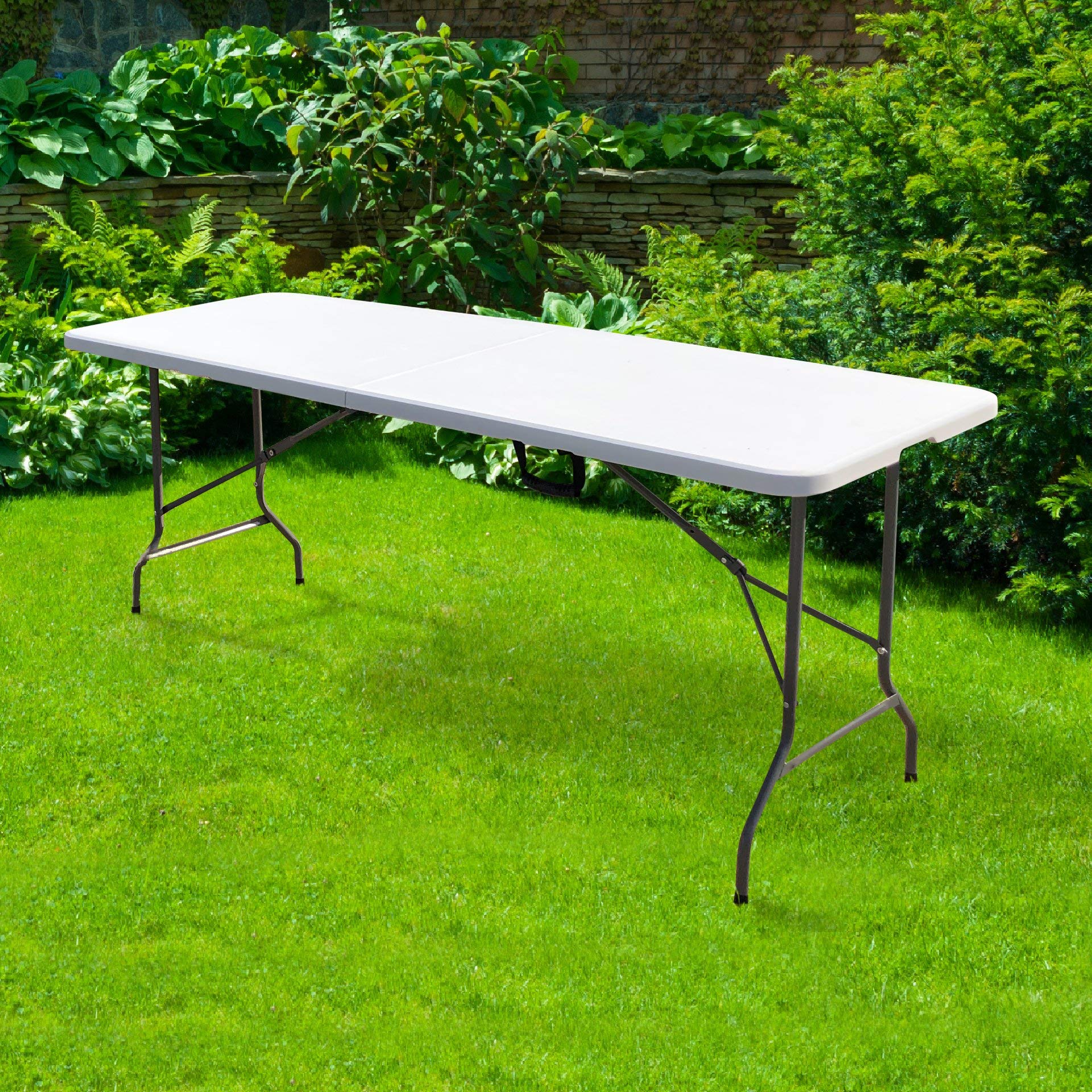 RED DECO - Tavolo Pieghevole Eazy, 180 cm, Colore: Bianco