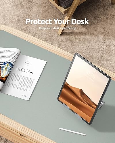 Miniatura 7 de YSAGi Protector de cuero para escritorio, alfombrilla de escritorio de oficina, alfombrilla grande para el mouse, antideslizante, de piel sintética,