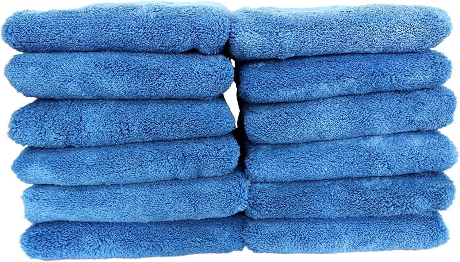 Maxshine 16" x 24" Universal 12-Pack Blue & Grey Microfiber Towels – 600GSM Ultimate Crazy 2C Series – Ultra-Soft & Absorbent Towels for Car Detailing, Drying & Polishing