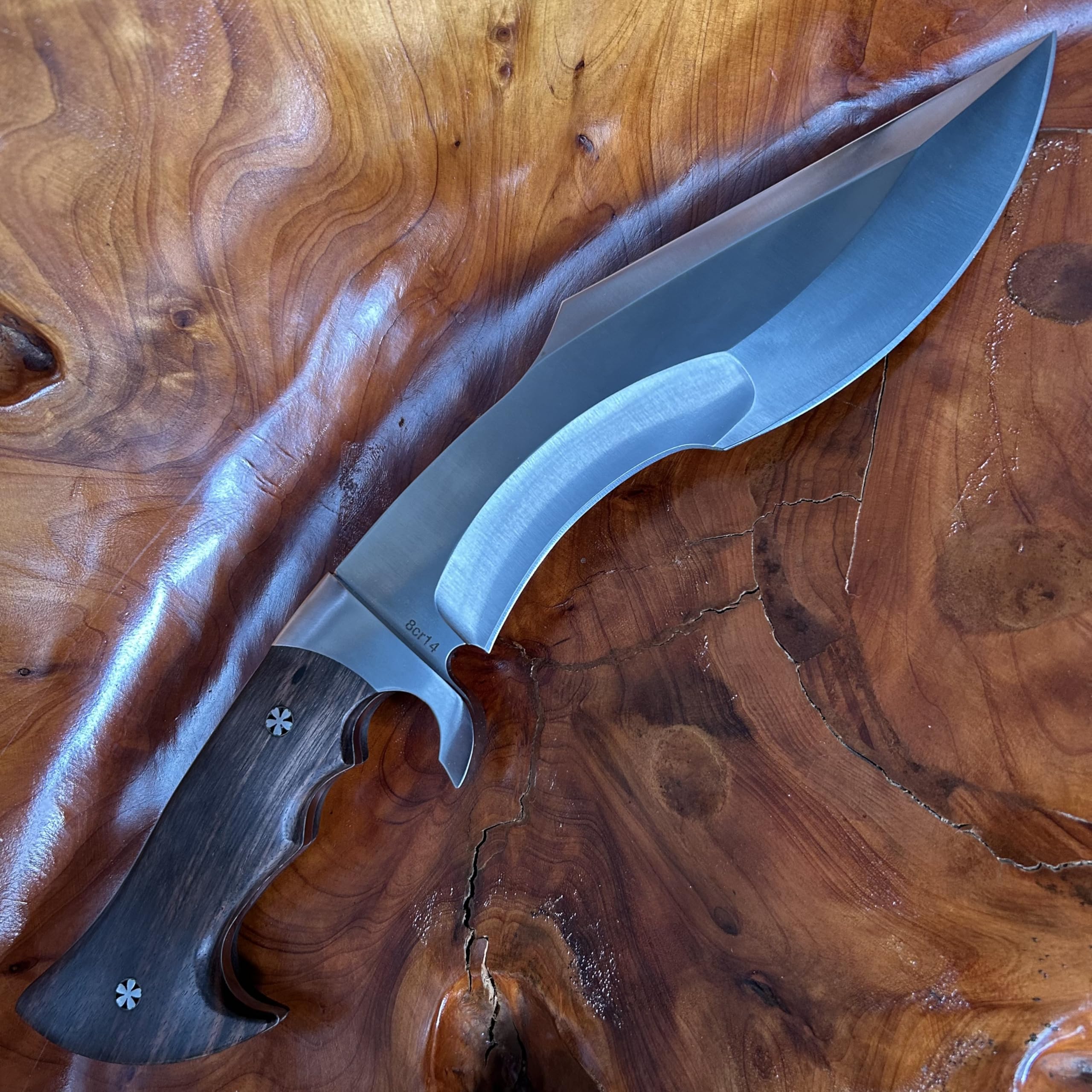 39cm【peso coltello 0.77kg】 machete pesante - Tang completo 60HRC Lama in acciaio ad alto tenore di carbonio Manico in legno di ebano Con fodero in pelle di mucca
