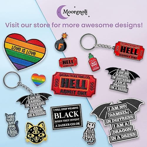 Miniatura 7 de Ticket to Hell Admit One Iron on Embroidered Patches - 3"Wx1.5"H Red/Black Funny Patches – Iron on or Sew On Patches for Clothes, Jacket, Jeans,