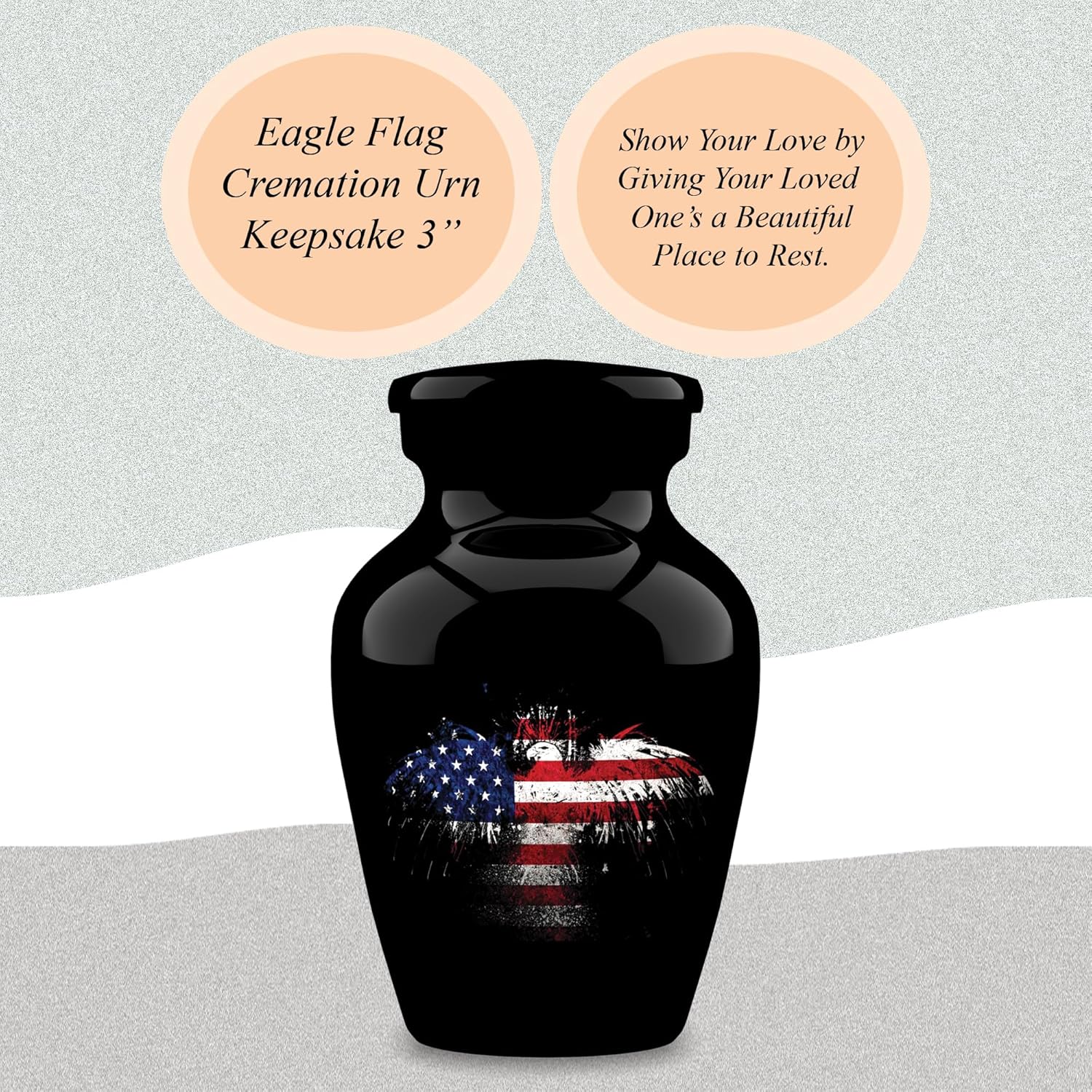 Personalized Urns for Human Ashes, Customized Eagle Flag Adult Cremation Urn, Memorial Adult Human Urn with Velvet Bag. (Single Keepsake)