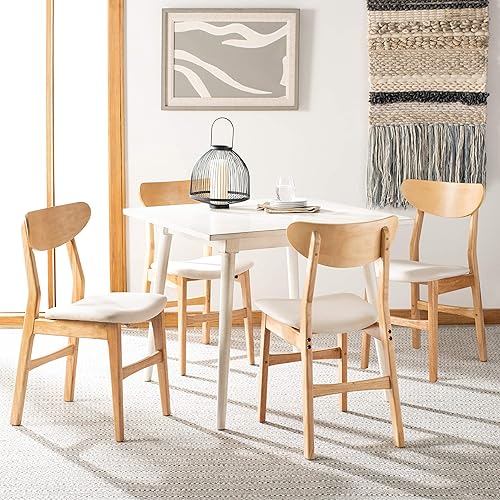 Miniatura 4 de Safavieh Home Lucca - Silla de comedor con cojín retro natural y blanco, juego de 2