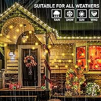 Vista 3 de weillsnow Decoraciones de Navidad, 360 luces LED de carámbano con copo de nieve, 29.5 pies, 72 gotas de luz de carámbano con 8 modos, tira de luces