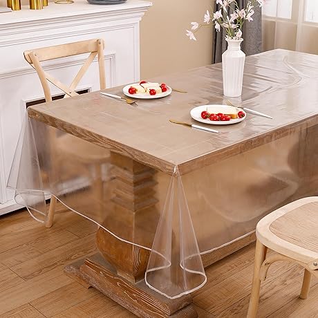 Protective Crystal Clear Vinyl Tablecloth for Indoor Outdoor