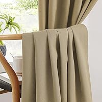 Vista 5 de Keqiaosuocai - 2 paneles de cortinas completamente opacas, de lino, con pestaña trasera, estilo rústico de granja, para sala de estar o casa