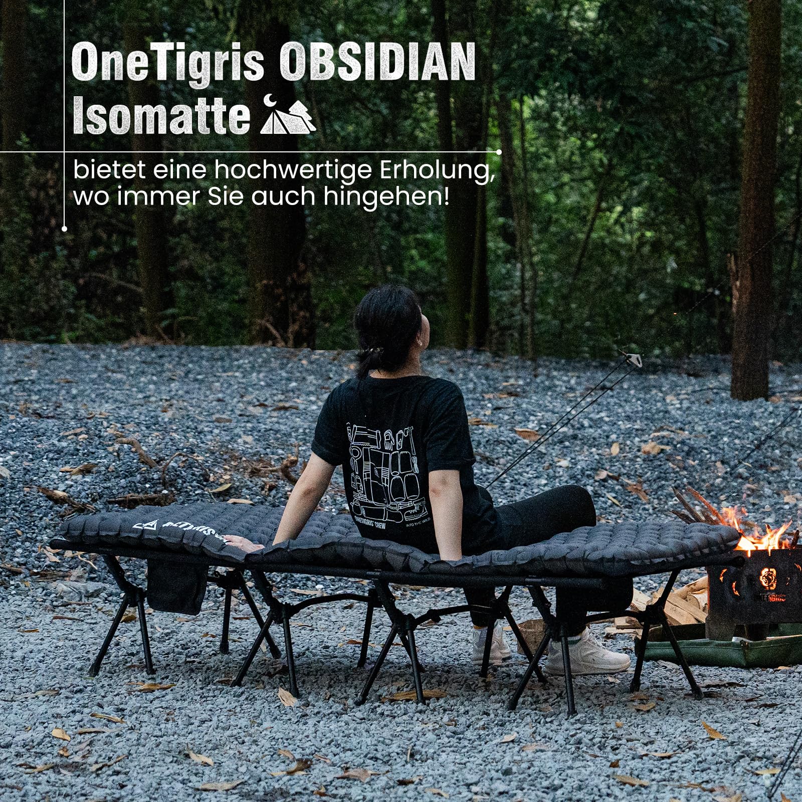 OneTigris Obsidian Isomatte Ultraleicht 8 cm mit Pumpensack, R-Wert 5,2 | 8 cm dicke Luftmatratze, Isomatte Outdoor ultraleicht faltbar, aufblasbar, für Camping, Wandern, Auto, 1 Person, 189cm×63 cm