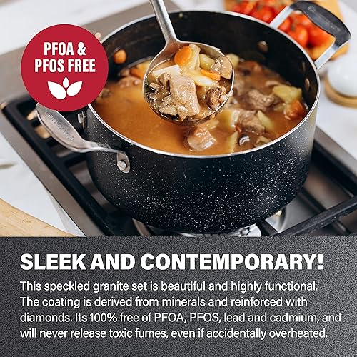 Miniatura 5 de Granitestone Juego de utensilios de cocina antiadherentes originales de 10 piezas, resistentes a los arañazos, con revestimiento de granito,