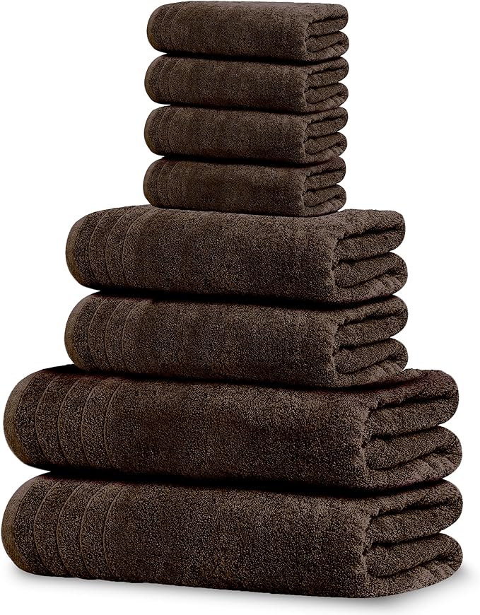 Tens Towels Pack of 8 Towels Set, 2 Extra Large Bath, 2 Hand, 4 Washcloths, 100% Cotton, Lighter Weight, Quicker to Dry, Super Absorbent, Perfect for Bathroom, Navy