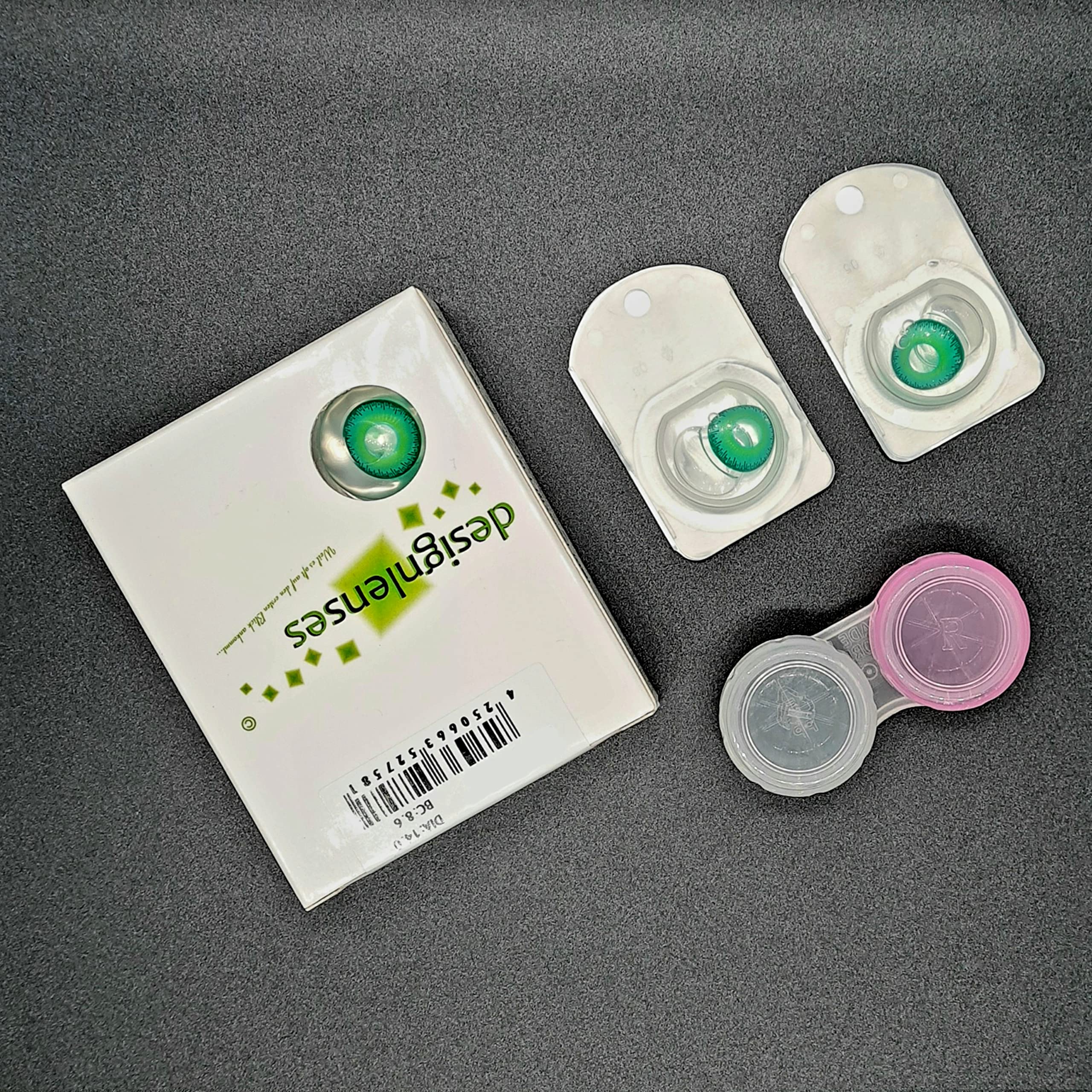 Dos lentillas de color verde para Cosplay Halloween disfraces duende disfraz lentes sin dioprtías/corregir + gratis caso de lente „Green Elfe"