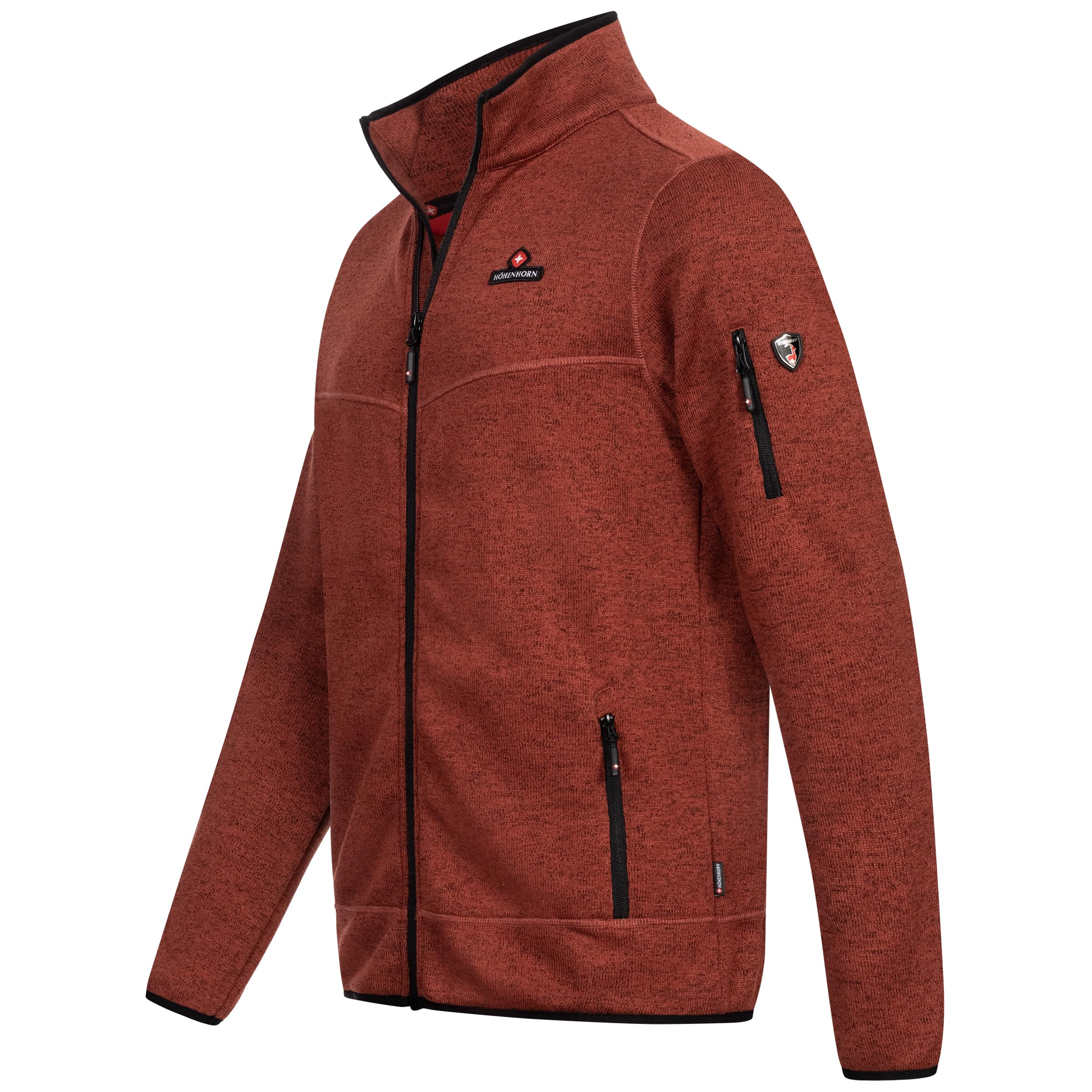 Höhenhorn Tacul Veste en tricot pour homme avec intérieur en polaire tricotée et col montant chaud en plusieurs couleurs Tailles S à 3XL, rouge, L