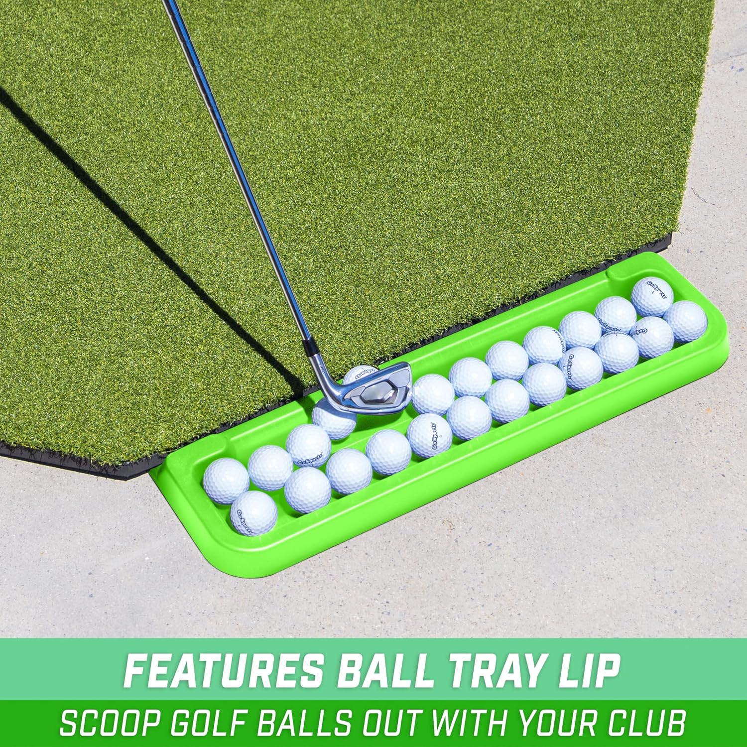 GoSports All-Weather Golf Ball Tray with 24 Ball Capacity - Black or Green - Compatible with All Hitting Mats