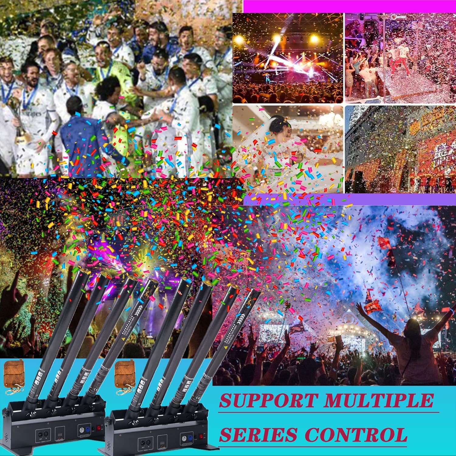 4HEAD Electric Confetti Launcher Confetti Shooter with Wireless Remote for DJ Party Nightclub Wedding Stage Concert Event Show