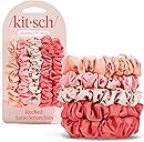 Kitsch Ultra-Petite Satin Scrunchies for Women - No Crease, Frizz-Free Sleep | Softer Than Silk Scrunchies Gentle On Hair Scrunchies for All Hair Types | Stylish Hair Accessories- Cherry Blossom, 5pcs