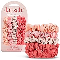 Vista 29 de Kitsch Coleteros de satén para mujer, sin arrugas, control de encrespamiento, más suave que la seda para todo tipo de cabello, accesorios elegantes