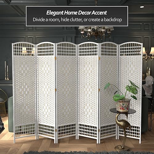 Miniatura 8 de Oriental Furniture - Divisor de habitación de tejido de fibra de 5 12 pies de alto, color negro, 4 paneles