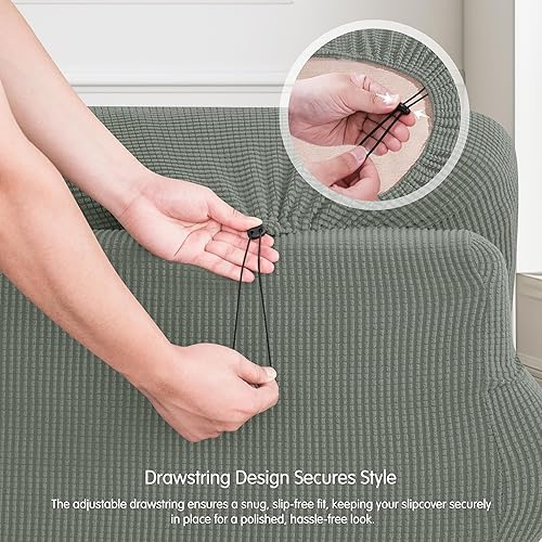 Vista 498 de CHUN YI - Funda elástica para sillón (3 piezas), funda para sofá de 1 plaza con un respaldo y cojín separado con banda elástica, tela jacquard