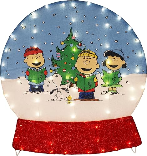 ProductWorks Globo de nieve LED de 36 pulgadas, decoración de Navidad de cacahuetes, decoración de Navidad al aire libre, Snoopy al aire libre,