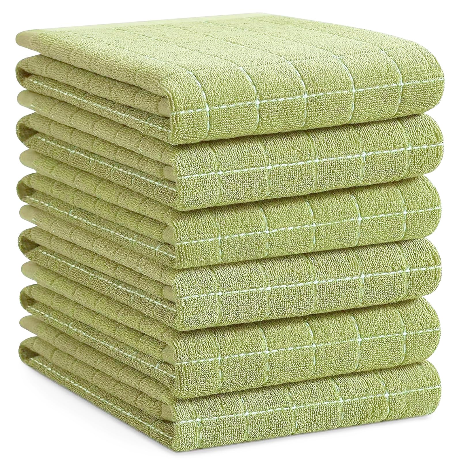 Homaxy 100% Cotton Terry Kitchen Towels, Large 6 Pack, Sage Green | Ultra Soft and Absorbent Dish Towels for Kitchen, Suitable for Drying and Washing Dishes