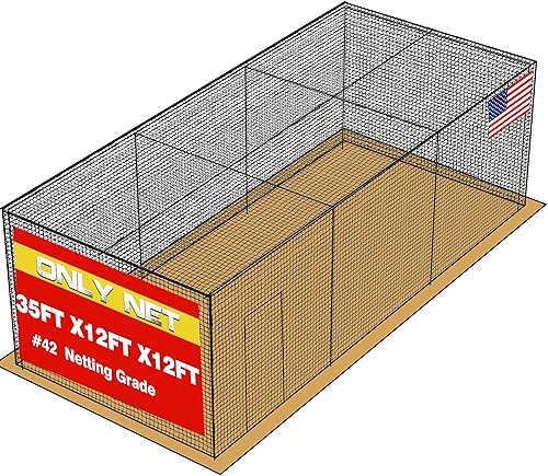 Red de jaula de bateo de béisbol  35'L55'L70' L 1.75" de malla solo red para jaula de béisbol profesional totalmente cerrada PE con puerta, sin marco