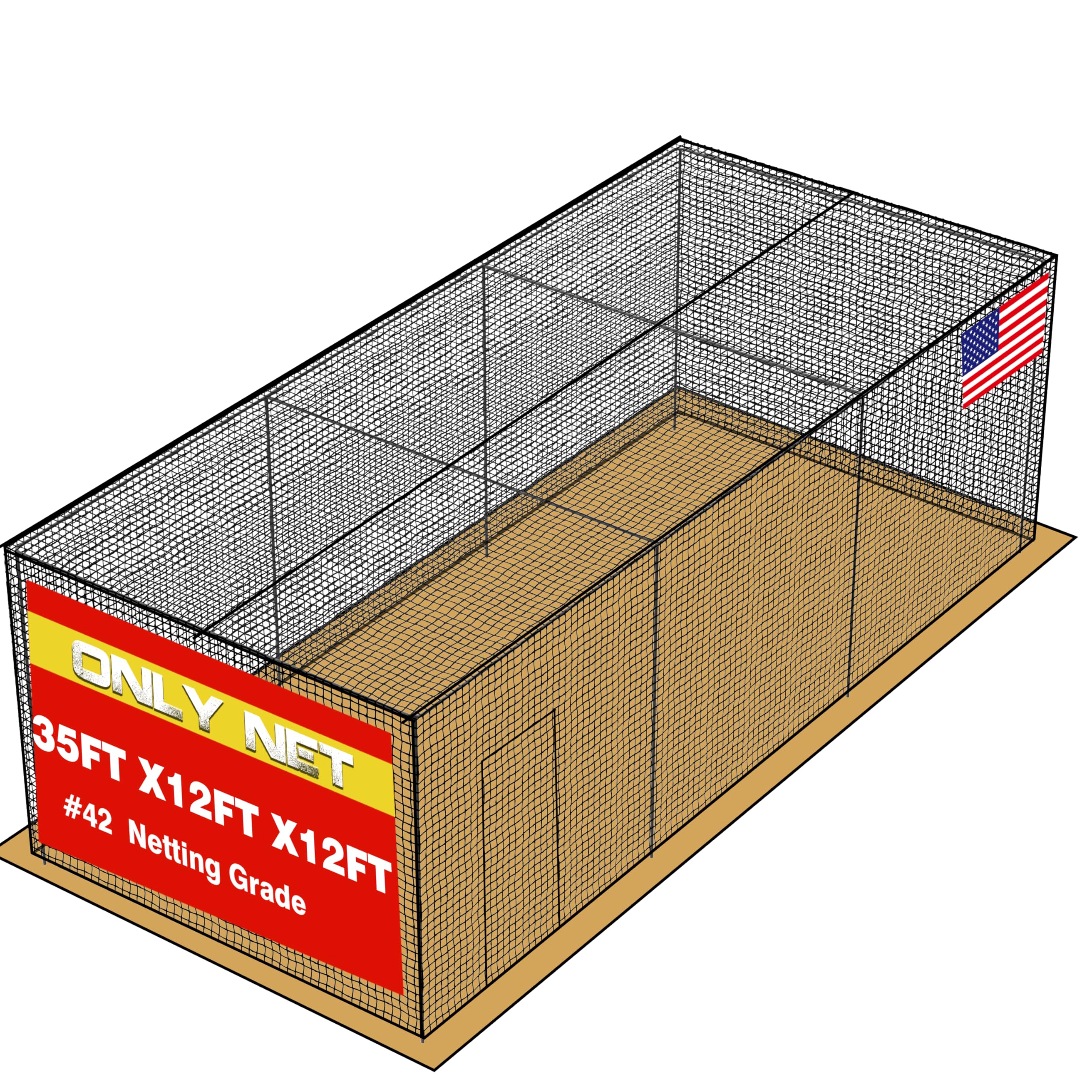 Baseball Batting Cage Netting – 35'L/55'L/70'L 1.75