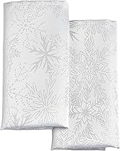 Celebright Christmas Pack of 8 Napkins - Square 17 x 17 Inches (43 x 43 cm) - Ideal Xmas Dinner Table Decorative Settings - Metallic Blizzard Snowflake Embossed Design - White & Metallic Silver