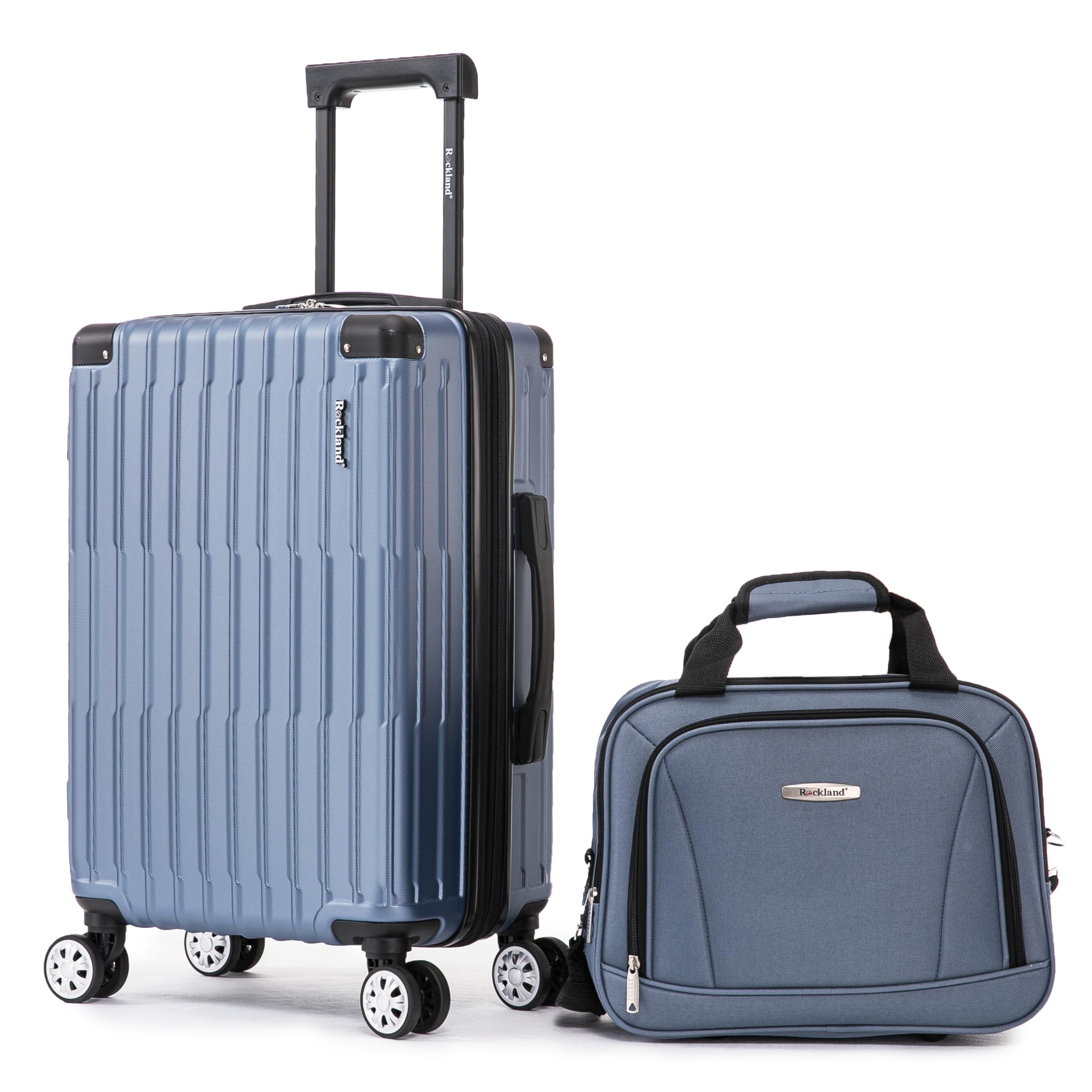 Rockland Napa Valley 2 PC Set Carry On with Spinner Wheels and a 14 Polyester Tote Bag Blue
