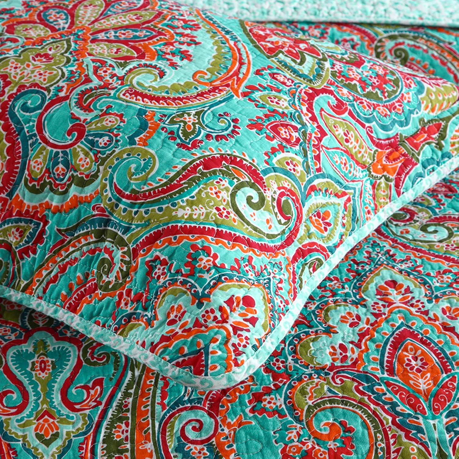 Queen Size Quilt Set, Crown Orange Queen Quilt 3 Pieces, Lightweight Cotton Bedspread, Soft Bedding Set for All Season, Reversible Coverlet Bedding Set, Queen Size 90"x98" - Image 7