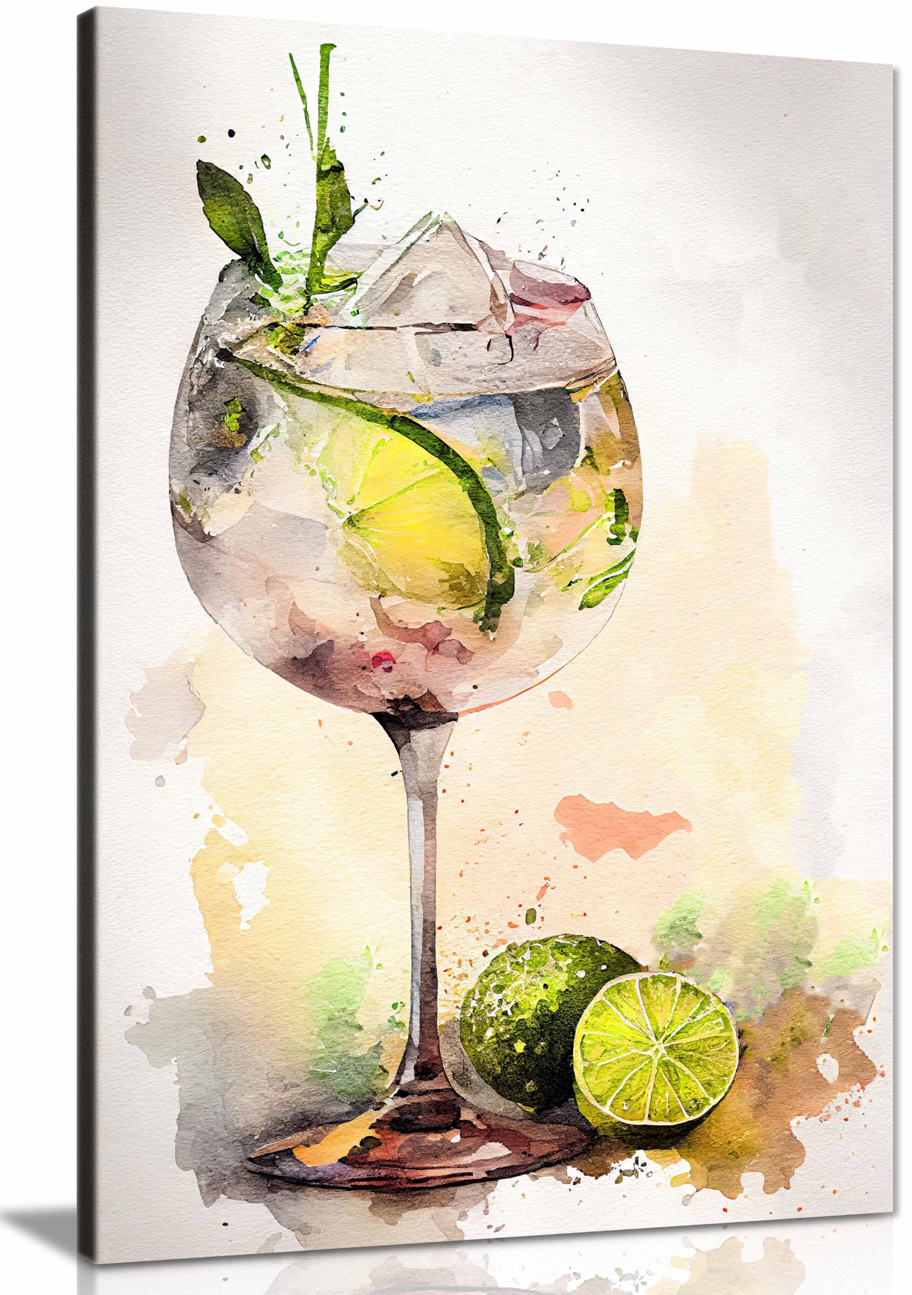Drinks cocktail in a glass Framed Canvas Print, Pictures for Home Walls, Bedroom, Living Room & Bathroom Decor 76x51cm (30x20in)