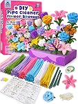 Kit de fleurs pour nettoyeurs - DIY Kit Craft Kits Pipecleaners Green Rose Floral Wire Stamen - Bouquet Fuzzy Wire, Chenille Stems for Arts and Crafts for Kids 6-8, Kids Craft Kits for Girls Age 8-10 11 12