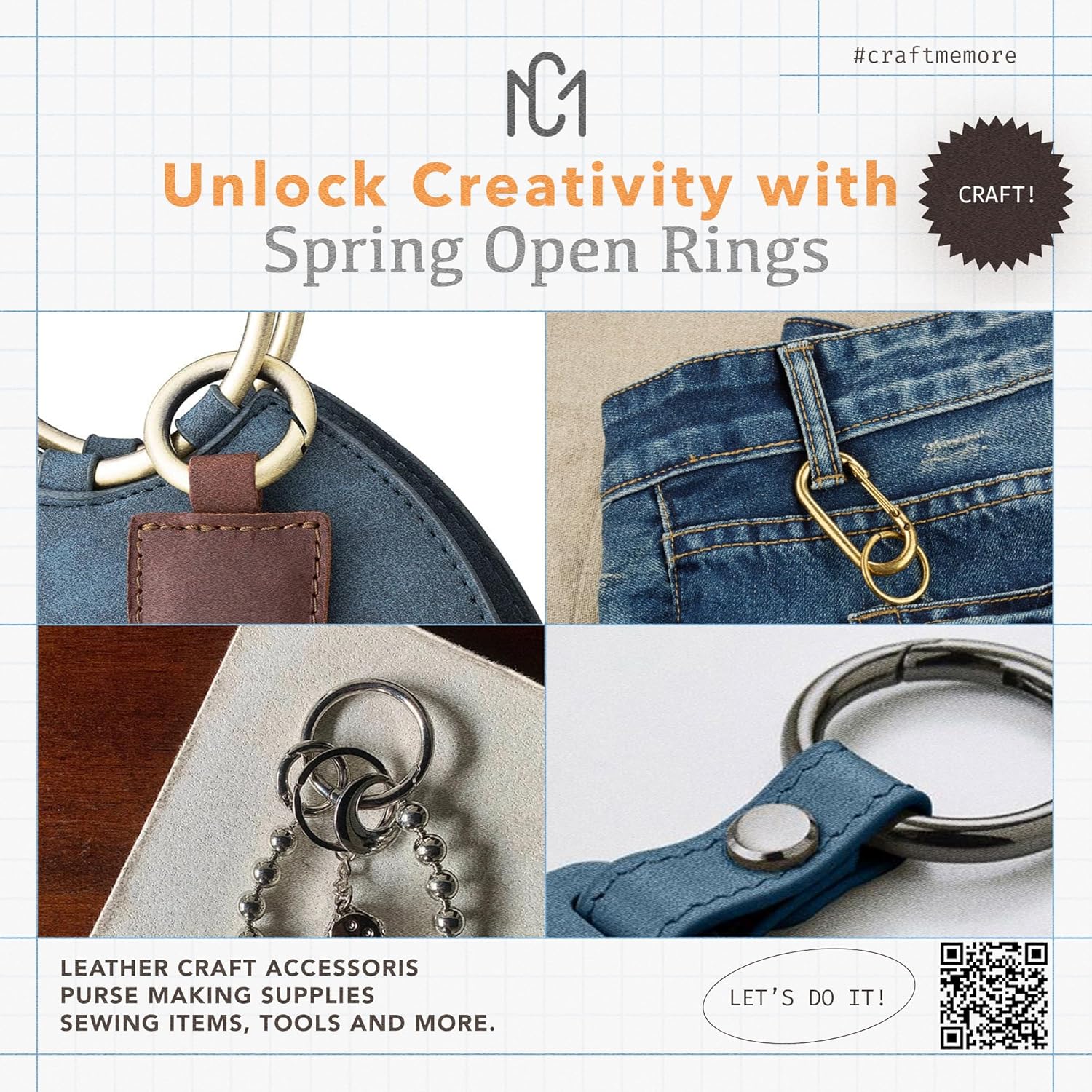 CRAFTMEMORE Metal O Ring Spring Opening Purse Making Snap Trigger O-Rings Clip Key Ring Holder Purse Hardware 4pcs SCOS (3/4 inch, Brushed Brass) - Image 8