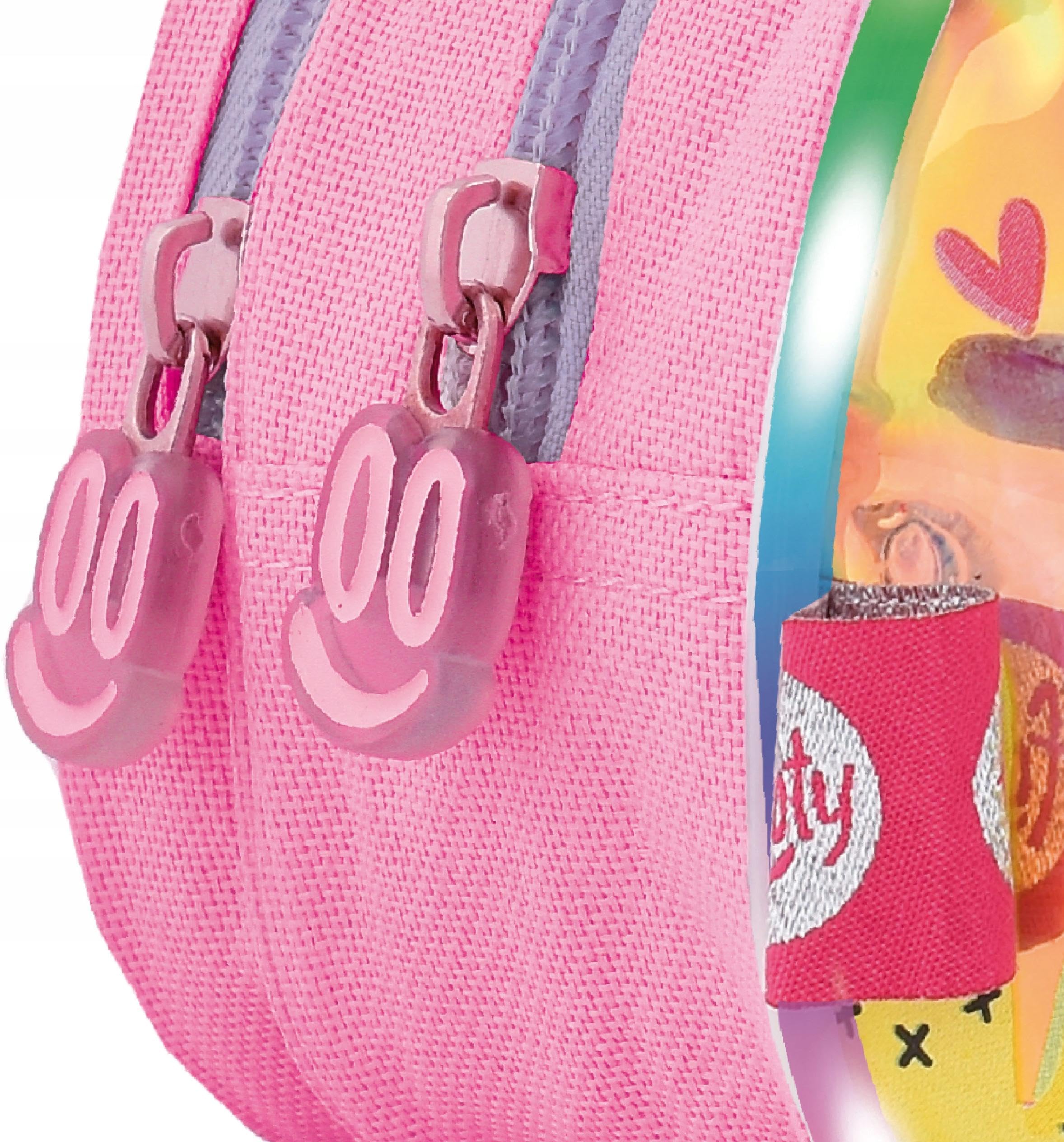 Footy Estuche Escolar, Estuche Color Rosa, Estuches Escolares Niña, Diseño con Material Impermeable y Resistente, Neceser Infantil con Llamas, Lentejuelas y Luces by