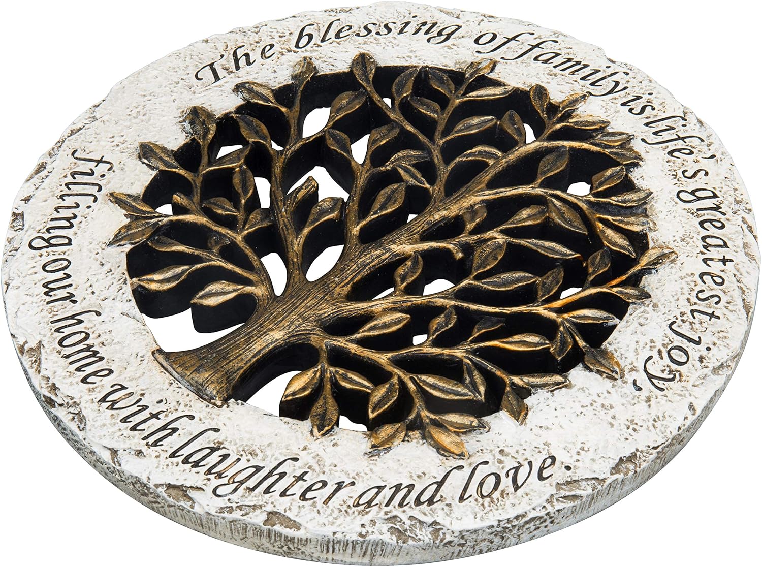 MyGift Resin Outdoor Stepping Garden Stone, Decorative Wall Decor with Life Family Tree and Quote : Patio, Lawn & Garden