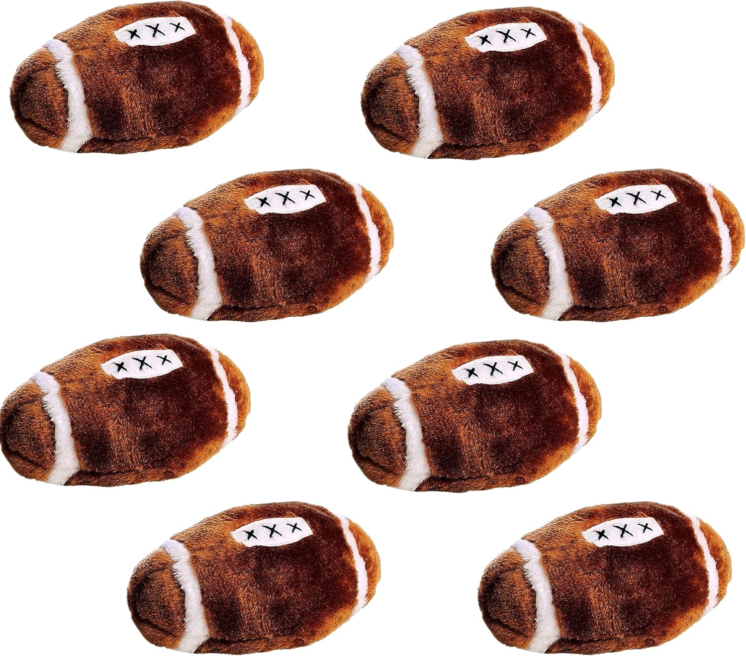 Plush Football Dog Toys 6" Soft Stuffed Sport Ball Fetch Play with Squeaker Choose Quantity (8 Balls)