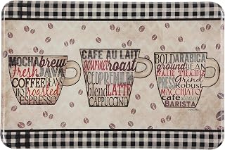J&V TEXTILES Anti Fatigue Cushioned Comfort Mat, Ergonomically Durable, Supportive, Padded, Thick and Washable, Stain-Resistant, Kitchen, Garage, Office Standing Desk Mats (Coffee Words)*