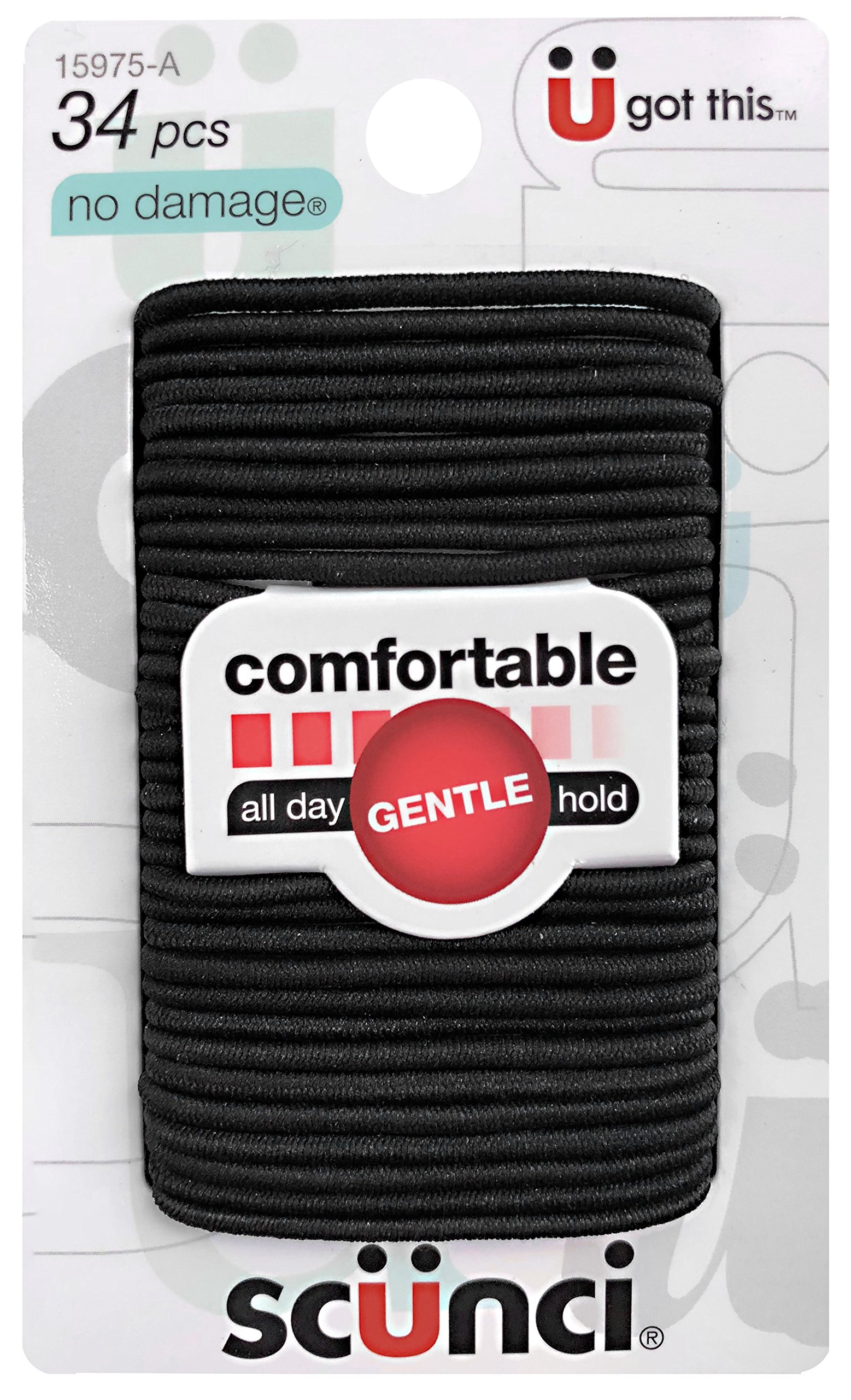 No-Damage Small Elastics, Black | 34-Count per pack | (1-Pack)