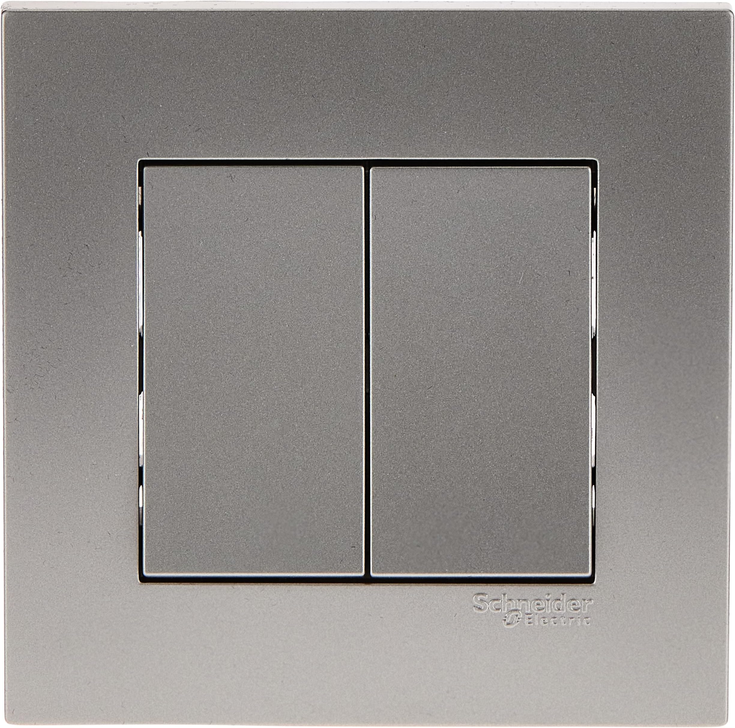 KB32R_1_AS Vivace Silver - 1-way plate switch 2 gang - 16AX - Silver