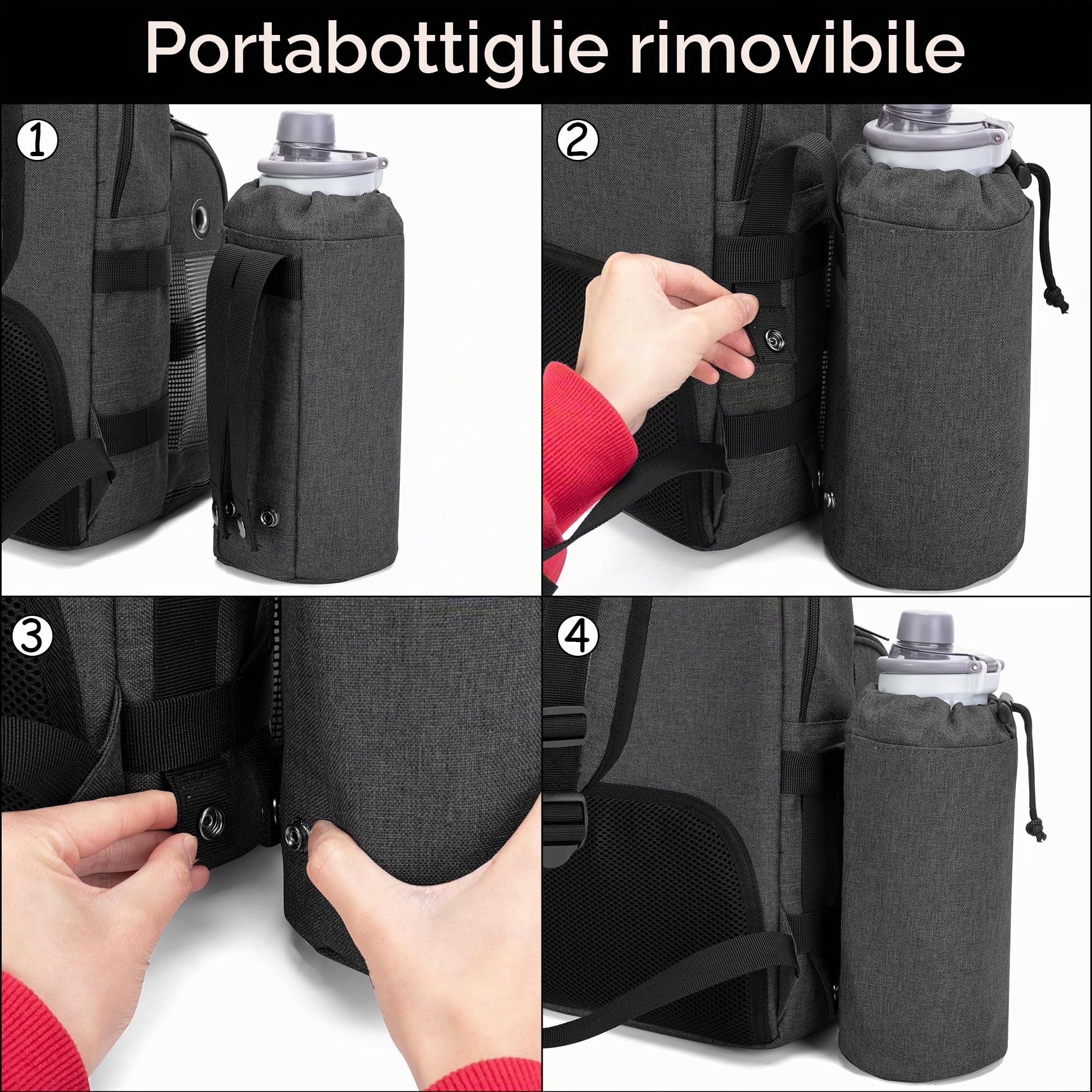 CURMIO Zaino portatile per concentratore di ossigeno, borsa da trasporto POC compatibile con unità Inogen, OxyGo e Caire, solo borsa, Nero (in Attesa di Brevetto) | Borsa per POC Universale, Rete Traspirante, Tasca per Borraccia, Compatibile con Inogen/ O