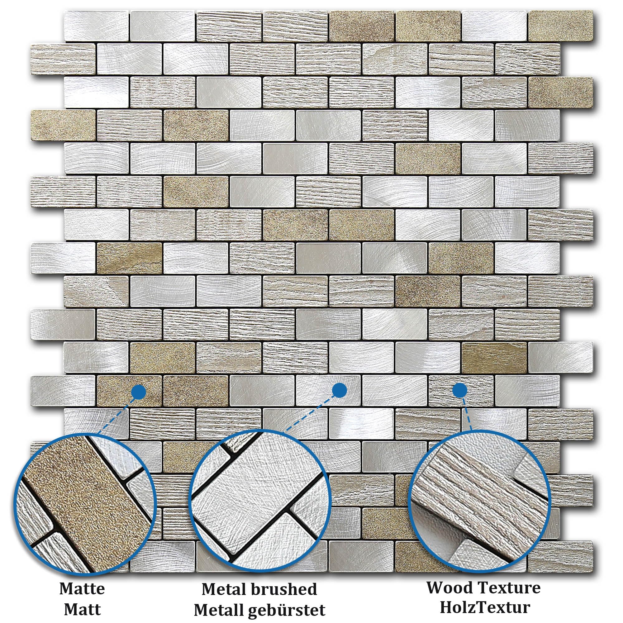 Klebefliesen Mosaik Fliesenaufkleber Beige Champagne 10 Stück