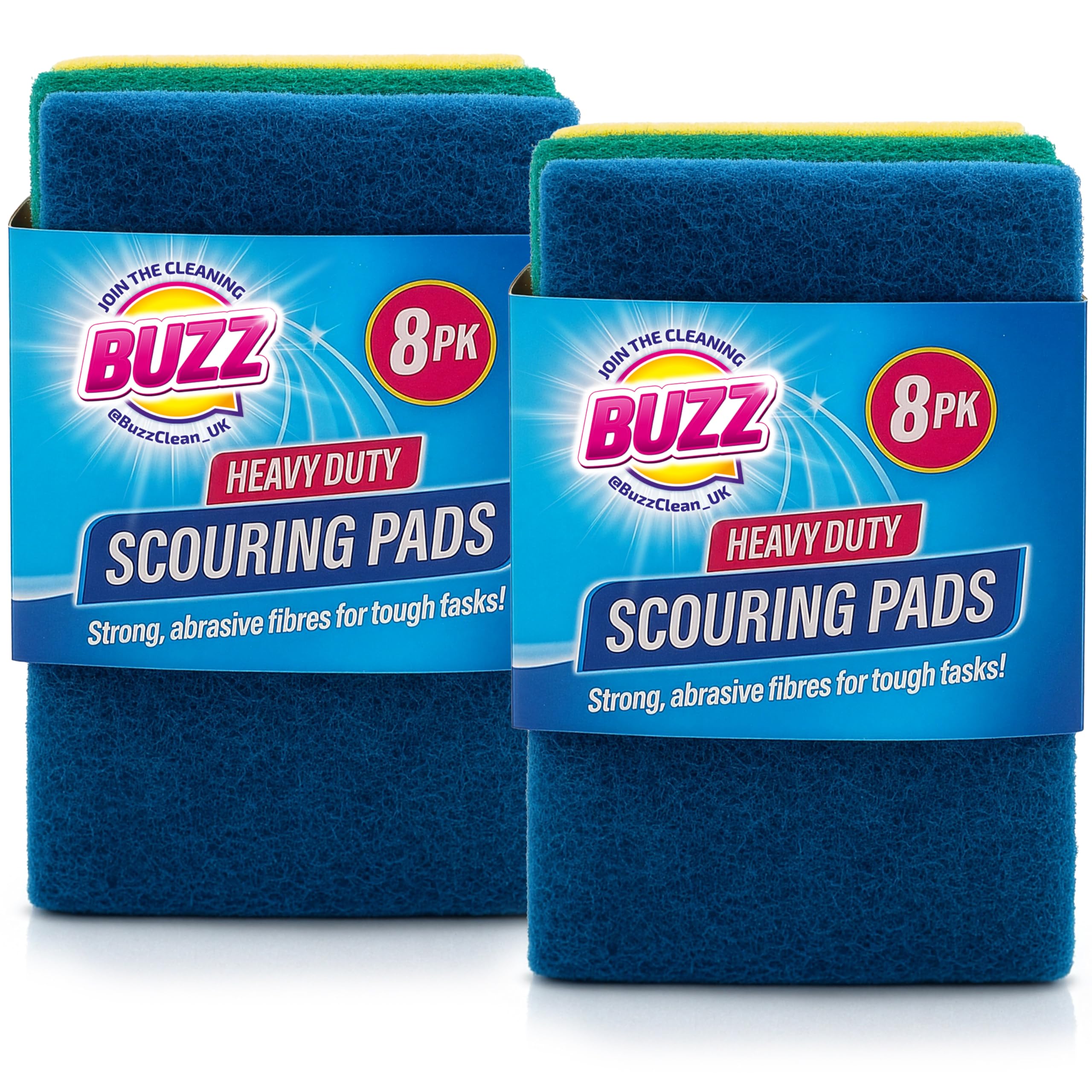 16pk Heavy Duty Scouring Pads - 4 Assorted Colours Non Scratch Scourer for Kitchen Cleaning - Reusable Abrasive Scrubbing, Pan & Pot Scrubber for Cookware, Ovens & Tiles for Everyday Use